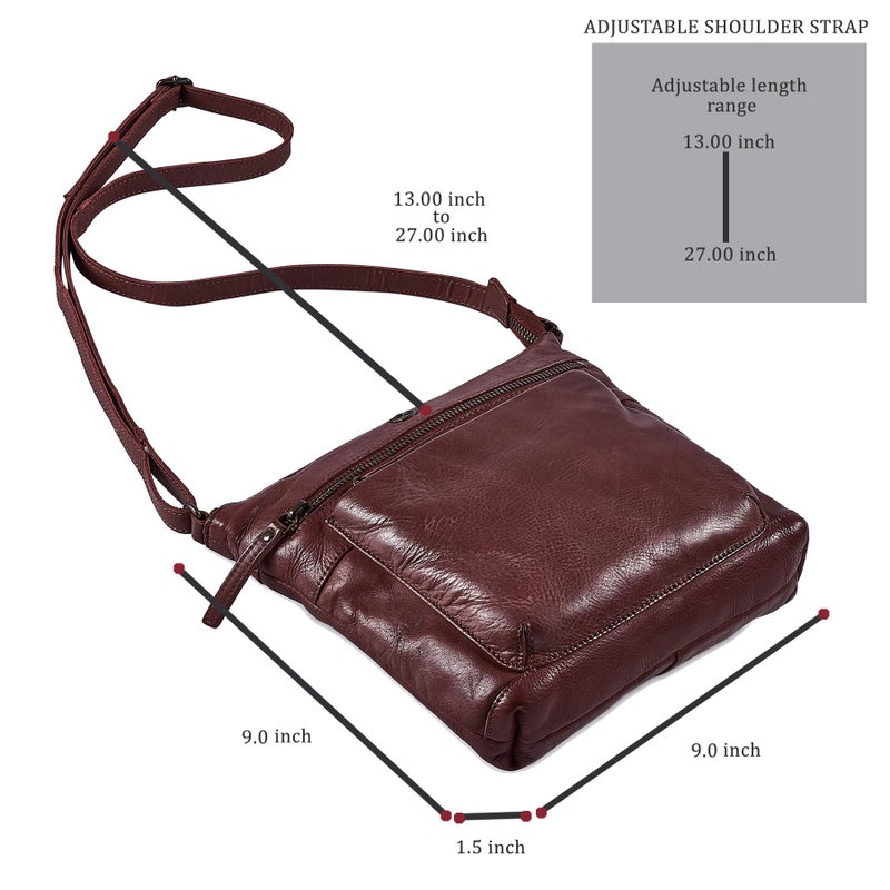 Cochoa Real Leather Purse for Women Crossbody Bag Travel Shoulder Handbag Small Vintage Pocketbook (Oxblood Washed Vintage) - Image 3